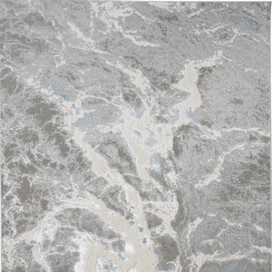 HomeRoots 4' Gray and Ivory Abstract Power Loom Area Rug - Modern Design for High-Traffic Spaces and Easy Care 8' X 10' 513077