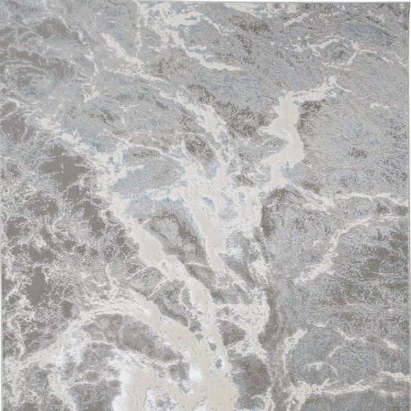 HomeRoots 4' Gray and Ivory Abstract Power Loom Area Rug - Modern Design for High-Traffic Spaces and Easy Care 8' X 10' 513077