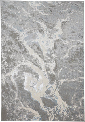 HomeRoots 4' Gray and Ivory Abstract Power Loom Area Rug - Modern Design for High-Traffic Spaces and Easy Care 9' X 12' 513079