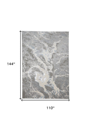 HomeRoots 4' Gray and Ivory Abstract Power Loom Area Rug - Modern Design for High-Traffic Spaces and Easy Care 9' X 12' 513079