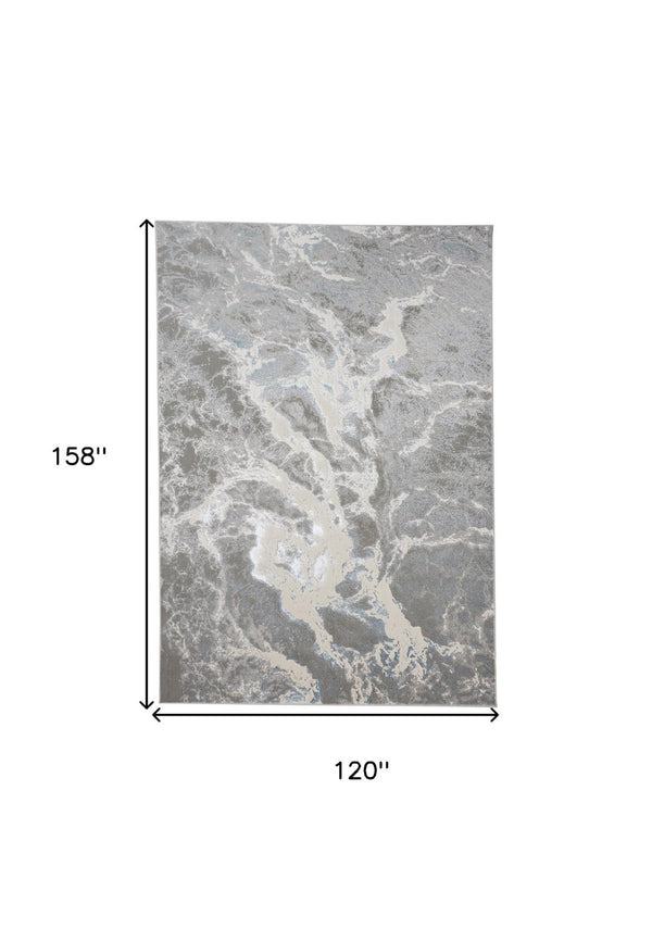 HomeRoots 4' Gray and Ivory Abstract Power Loom Area Rug - Modern Design for High-Traffic Spaces and Easy Care 10' X 13' 513081