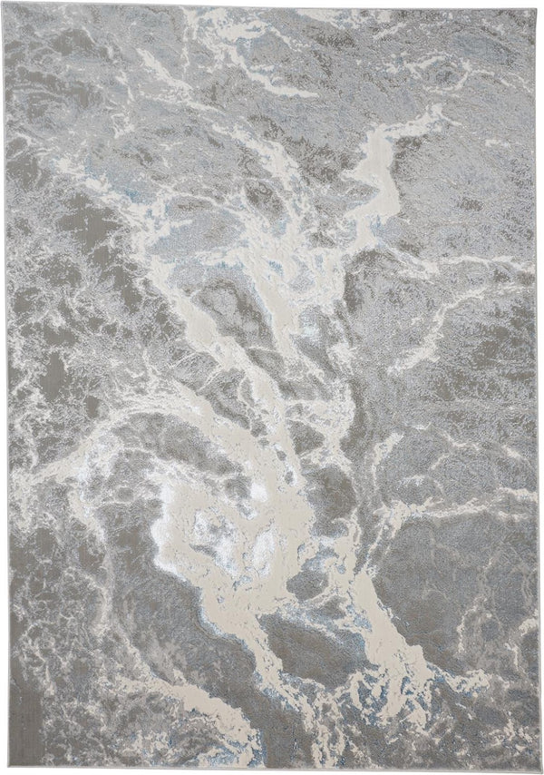 HomeRoots 4' Gray and Ivory Abstract Power Loom Area Rug - Modern Design for High-Traffic Spaces and Easy Care 13' X 20' 513085