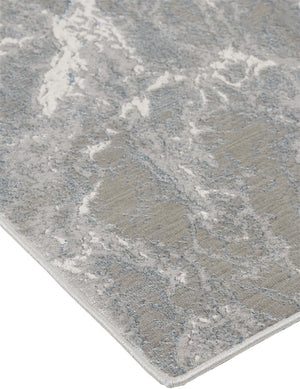 HomeRoots 4' Gray and Ivory Abstract Power Loom Area Rug - Modern Design for High-Traffic Spaces and Easy Care 13' X 20' 513085