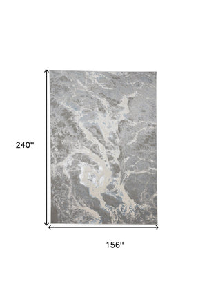 HomeRoots 4' Gray and Ivory Abstract Power Loom Area Rug - Modern Design for High-Traffic Spaces and Easy Care 13' X 20' 513085