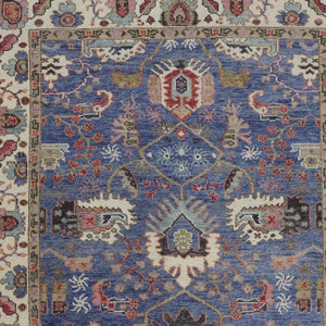 HomeRoots 4' Hand-Knotted Wool Area Rug with Blue and Red Floral Design - Durable, Stain-Resistant Beauty 10' X 13' 513090