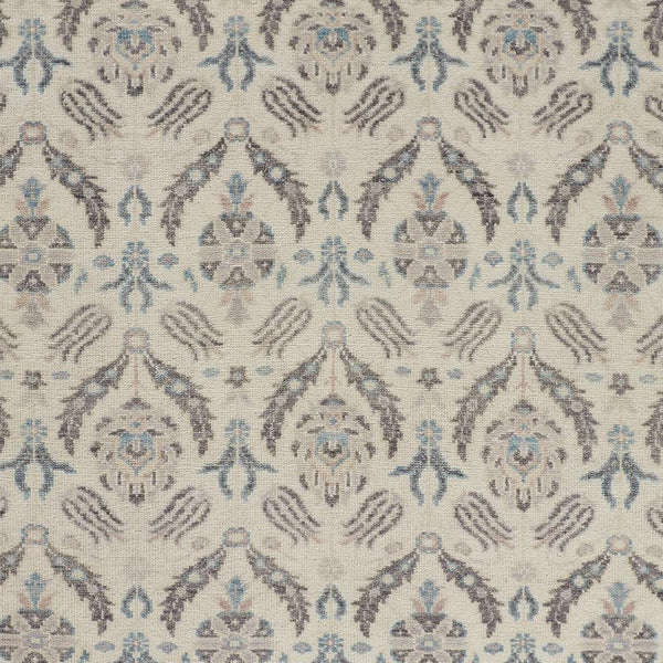 Homeroots 4' X 6' Gray And Ivory Wool Floral Hand Knotted Area Rug  Wool 513094