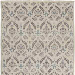 Homeroots 4' X 6' Gray And Ivory Wool Floral Hand Knotted Area Rug  Wool 513094