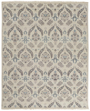 Homeroots 5' X 8' Gray And Ivory Wool Floral Hand Knotted Area Rug  Wool 513095
