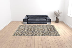 HomeRoots 4' Elegant Gray and Ivory Floral Hand-Knotted Wool Area Rug for Timeless Home Comfort and Style 10' X 13' 513106