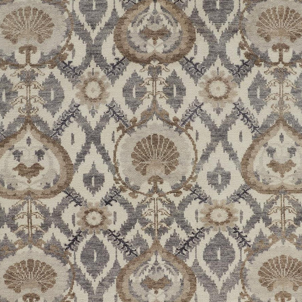 Homeroots 12' X 15' Ivory Gray And Taupe Wool Floral Hand Knotted Stain Resistant Area Rug Ivory,Gray,Taupe Wool 513108