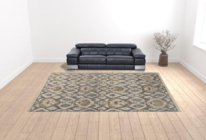Homeroots 12' X 15' Ivory Gray And Taupe Wool Floral Hand Knotted Stain Resistant Area Rug Ivory,Gray,Taupe Wool 513108