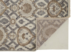 HomeRoots 4' Elegant Gray and Ivory Floral Hand-Knotted Wool Area Rug for Timeless Home Comfort and Style 2' X 3' 513109