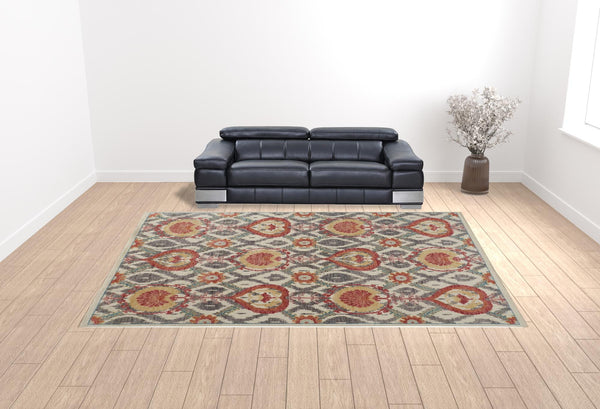 Homeroots 12' X 15' Orange And Gray Wool Floral Hand Knotted Stain Resistant Area Rug Orange,Gray Wool 513116