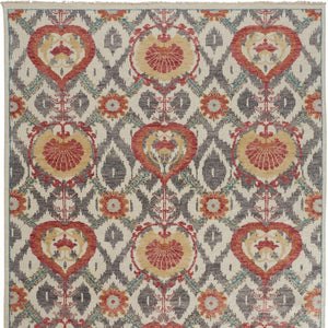 Homeroots 2' X 3' Orange And Ivory Wool Floral Hand Knotted Area Rug Orange,Gray Wool 513117