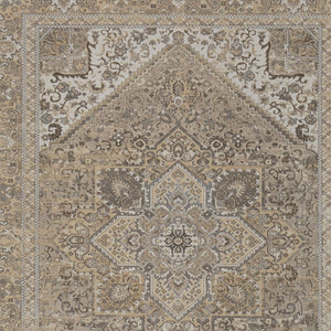 HomeRoots 4' Brown and Ivory Medallion Distressed Area Rug - Vintage Charm with Non-Slip Backing for Everyday Use 10' X 14' 513130