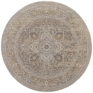Homeroots 8' Brown And Ivory Round Medallion Power Loom Distressed Area Rug Brown,Ivory,Tan Viscose,Polyester 513133