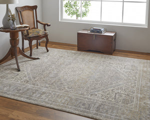 Homeroots 4' X 6' Tan And Brown Floral Power Loom Distressed Non Skid Area Rug Tan,Brown,Ivory Viscose 513135