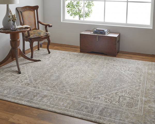 Homeroots 4' X 6' Tan And Brown Floral Power Loom Distressed Non Skid Area Rug Tan,Brown,Ivory Viscose 513135