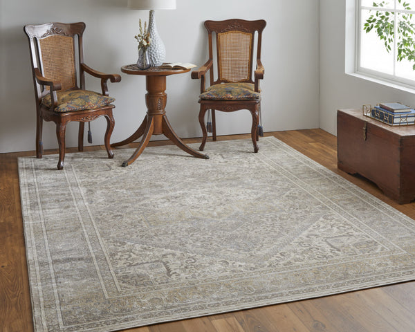 Homeroots 9' X 12' Tan Brown And Ivory Floral Power Loom Distressed Area Rug Tan,Brown,Ivory Viscose 513138