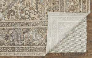 Homeroots 9' X 12' Tan Brown And Ivory Floral Power Loom Distressed Area Rug Tan,Brown,Ivory Viscose 513138