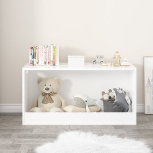 English Elm Open Toy Storage Box for Kids White Wooden Organizer Bin - Open Front Plush & Book Holder, Modern Playroom Solution W808P298013