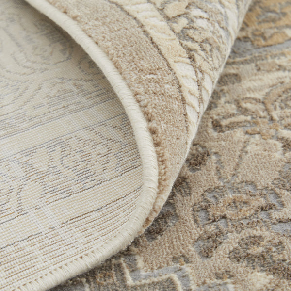 Homeroots 12' X 15' Tan Brown And Ivory Floral Power Loom Distressed Area Rug Tan,Brown,Ivory Viscose 513141