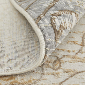 HomeRoots 4' Tan and Gray Medallion Area Rug – Luxurious Viscose, Non-Slip Backing, Perfect for Any Room 10' X 14' 513148