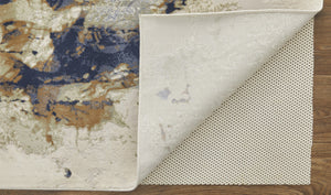 HomeRoots 4' Striking Blue, Orange, and Ivory Abstract Area Rug for Contemporary Home Décor and Style 8' X 10' 513155