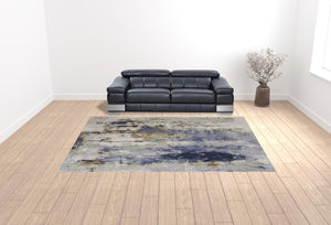 HomeRoots 4' Striking Blue, Orange, and Ivory Abstract Area Rug for Contemporary Home Décor and Style 10' X 13' 513157