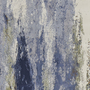 HomeRoots 4' Striking Blue, Orange, and Ivory Abstract Area Rug for Contemporary Home Décor and Style 8' Runner 513158