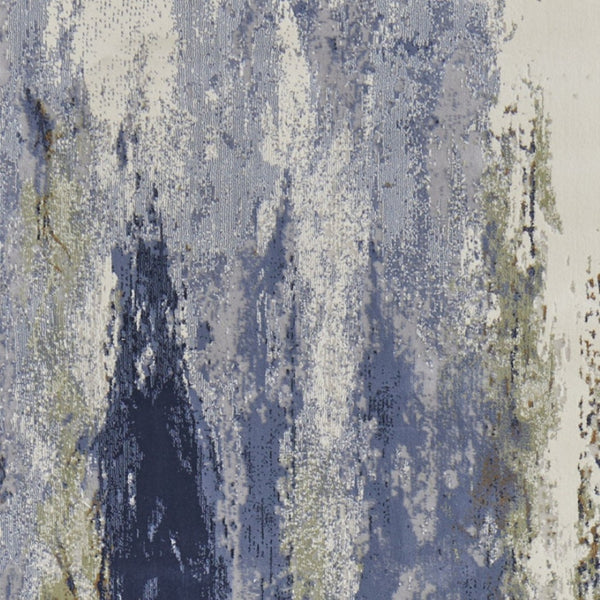 HomeRoots 4' Striking Blue, Orange, and Ivory Abstract Area Rug for Contemporary Home Décor and Style 8' Runner 513158