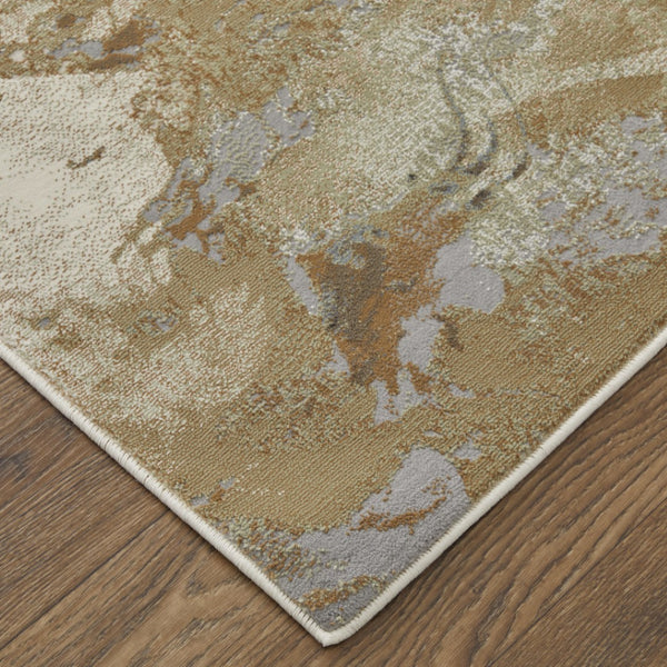 HomeRoots 4' Striking Blue, Orange, and Ivory Abstract Area Rug for Contemporary Home Décor and Style 9' X 12' 513164