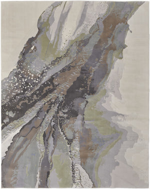HomeRoots 4' Blue Gray and Ivory Abstract Area Rug - Stylish Modern Design for High-Traffic Spaces and Durability 4' X 6' 513177