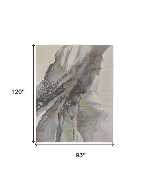 HomeRoots 4' Blue Gray and Ivory Abstract Area Rug - Stylish Modern Design for High-Traffic Spaces and Durability 8' X 10' 513179