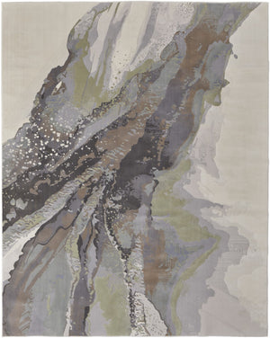 HomeRoots 4' Blue Gray and Ivory Abstract Area Rug - Stylish Modern Design for High-Traffic Spaces and Durability 9' X 12' 513180