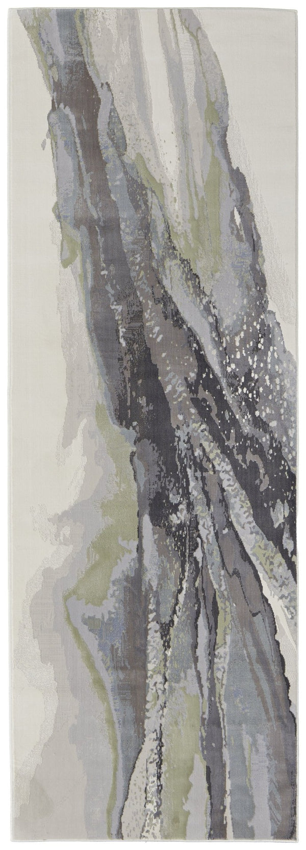 HomeRoots 4' Blue Gray and Ivory Abstract Area Rug - Stylish Modern Design for High-Traffic Spaces and Durability 8' Runner 513182