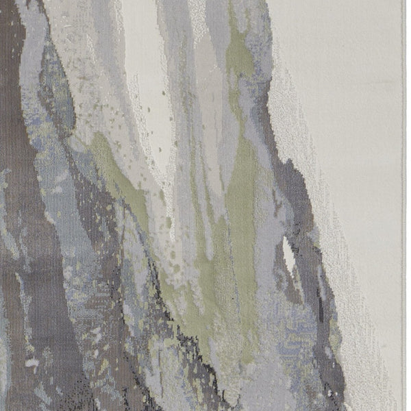 HomeRoots 4' Blue Gray and Ivory Abstract Area Rug - Stylish Modern Design for High-Traffic Spaces and Durability 8' Runner 513182