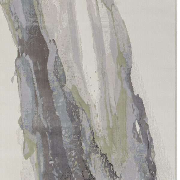 HomeRoots 4' Blue Gray and Ivory Abstract Area Rug - Stylish Modern Design for High-Traffic Spaces and Durability 8' Runner 513182