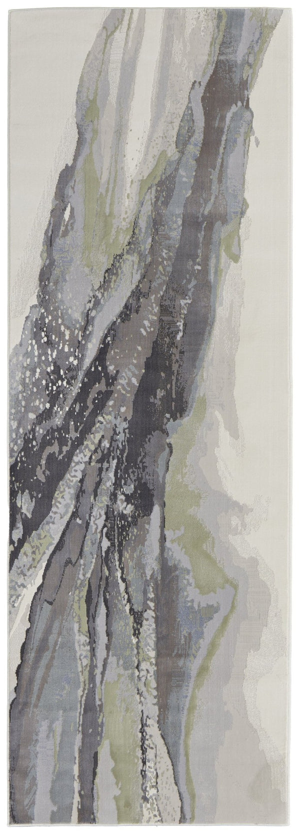 HomeRoots 4' Blue Gray and Ivory Abstract Area Rug - Stylish Modern Design for High-Traffic Spaces and Durability 8' Runner 513182