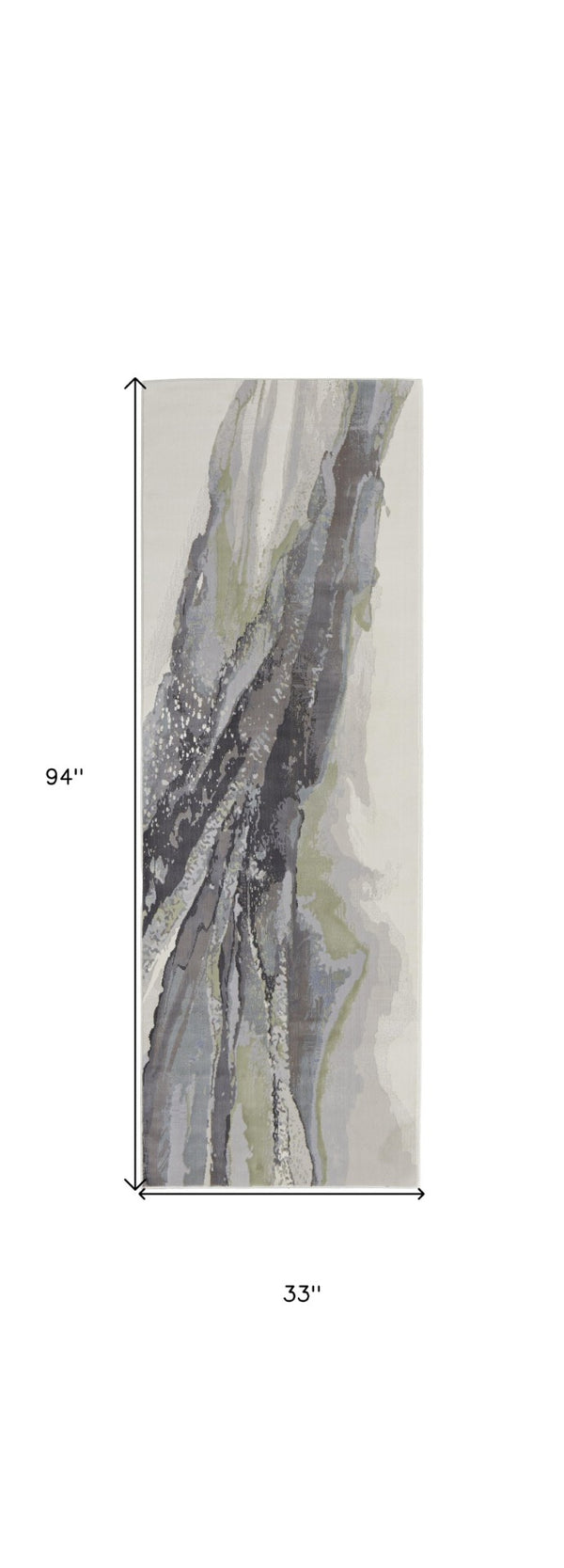 HomeRoots 4' Blue Gray and Ivory Abstract Area Rug - Stylish Modern Design for High-Traffic Spaces and Durability 8' Runner 513182
