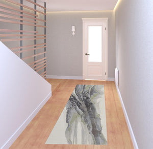 HomeRoots 4' Blue Gray and Ivory Abstract Area Rug - Stylish Modern Design for High-Traffic Spaces and Durability 8' Runner 513182