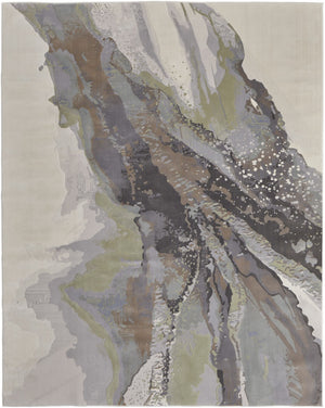 HomeRoots 4' Blue Gray and Ivory Abstract Area Rug - Stylish Modern Design for High-Traffic Spaces and Durability 12' X 15' 513183