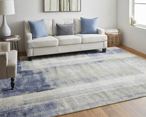 Homeroots 8' X 10' Blue And Ivory Abstract Power Loom Distressed Area Rug  Polypropylene 513187