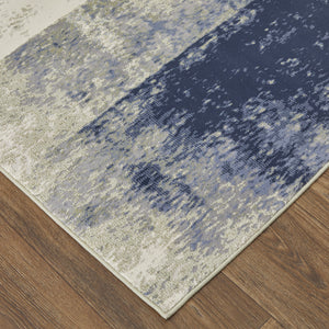 Homeroots 10' X 13' Blue Green And Ivory Abstract Power Loom Distressed Area Rug  Polypropylene 513189