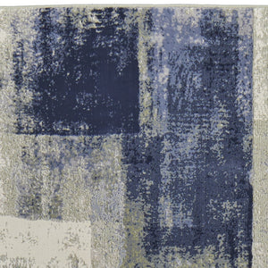 Homeroots 8' Blue Green And Ivory Abstract Power Loom Distressed Runner Rug  Polypropylene 513190