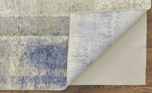 Homeroots 12' X 15' Blue Green And Ivory Abstract Power Loom Distressed Area Rug  Polypropylene 513191