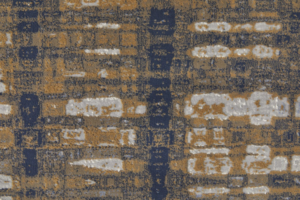 HomeRoots 4' Modern Abstract Area Rug in Blue, Orange & Gray - Soft, Durable, Stylish Home Decor Accent 5' X 8' 513194