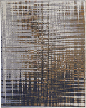 HomeRoots 4' Modern Abstract Area Rug in Blue, Orange & Gray - Soft, Durable, Stylish Home Decor Accent 8' X 10' 513195