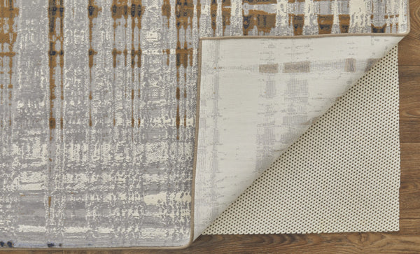 HomeRoots 4' Modern Abstract Area Rug in Blue, Orange & Gray - Soft, Durable, Stylish Home Decor Accent 10' X 13' 513197