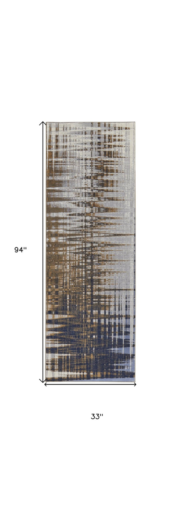 HomeRoots 4' Modern Abstract Area Rug in Blue, Orange & Gray - Soft, Durable, Stylish Home Decor Accent 8' Runner 513198